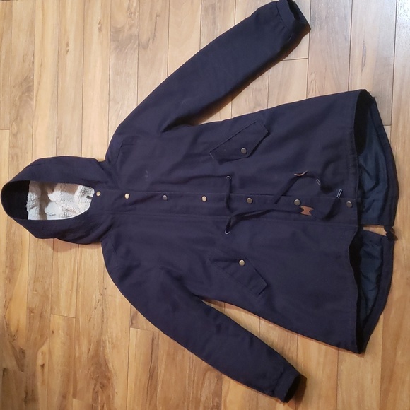 Adidas winter coat jacket long sherpa lining hood up to -20C navy blue - Picture 2 of 11